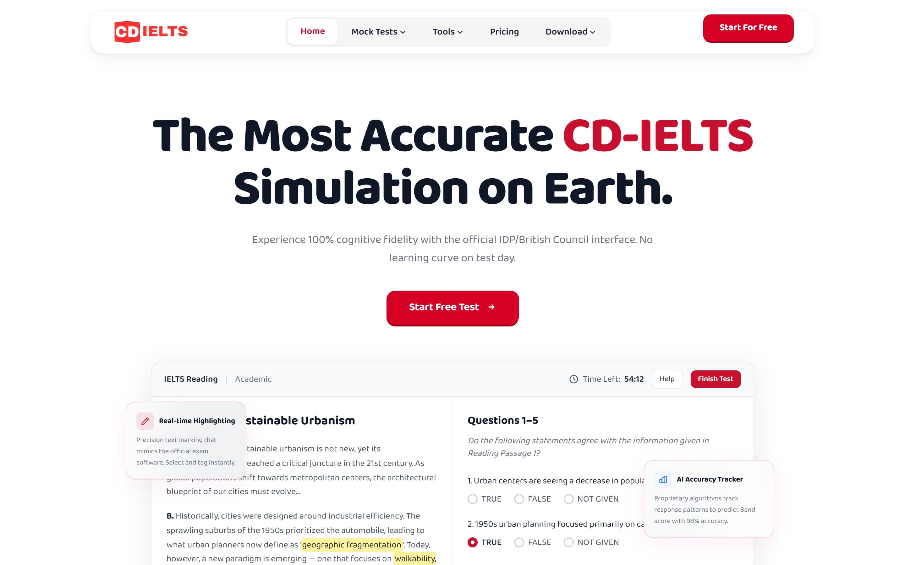 CD IELTS exam interface screenshot